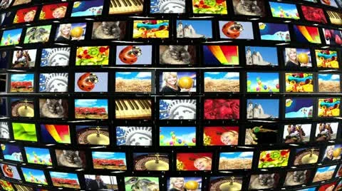 Tv sets on sphere Stock Footage 12082390