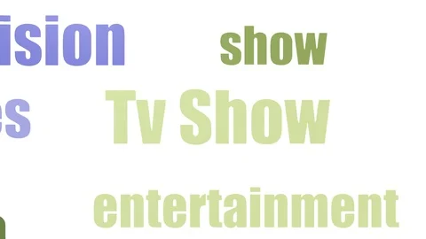 Tv Show Animated Tag Cloud On White Background Video stock 99620527