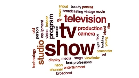 TV show animated word cloud, text design animation. Stock Footage 79286948