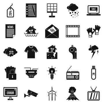 TV show icons set, simple style Stock Illustration
