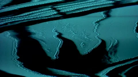 The TV signal is distorted and flickers. Vertical color bars. Static color noise 動画素材 158199258