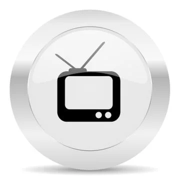 Tv silver glossy web icon Stock Illustration