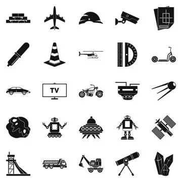 TV software icons set, simple style Illustrazione stock