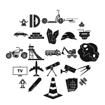 TV software icons set, simple style 스톡 일러스트