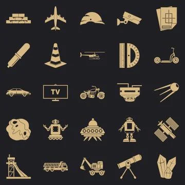 TV software icons set, simple style 스톡 일러스트