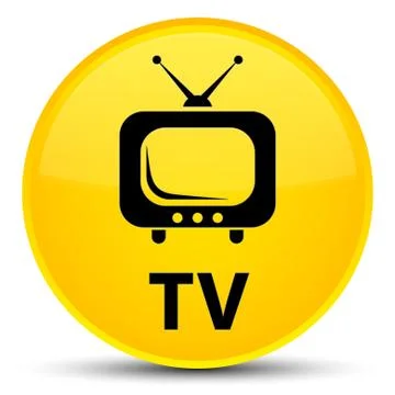 TV special yellow round button Stock Illustration