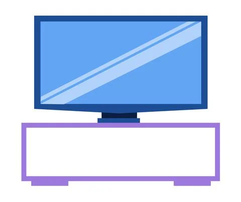 TV stand with electronic device. Plasma large screen. Wide display on element of Stock Illustration