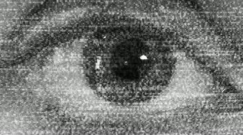 TV Static Eye Watching you Two Stock Footage 12668085