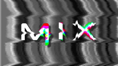 Tv static MIX word text, disturb VHS retro 80s font, white noise AUDIO SOUND Stock Footage 119219721