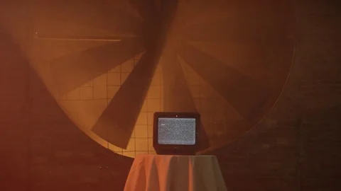 Tv With Static Noise in Red Room Stock Footage 82234710