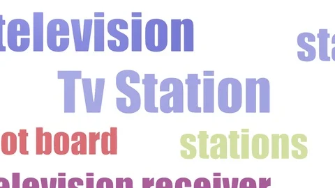Tv Station Tag Cloud Animated On White Background Video stock 107245898
