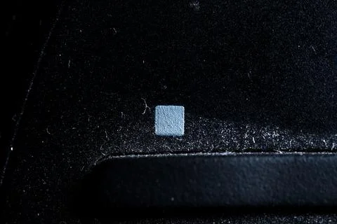 Tv stop icon and button close up of a old black Television remote controller 스톡 사진