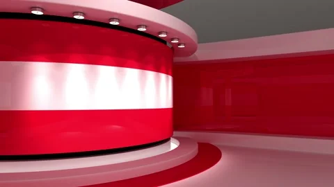 TV studio. Austria. Austrian flag. News studio. News room. 3d render. 3d Vidéo 151302787