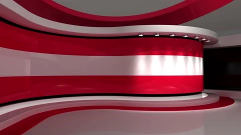 TV studio. Austria. Austrian flag. News studio. News room. 3d render. 3d Vidéo 151302810