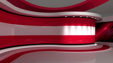 TV studio. Austria. Austrian flag. News studio. News room. 3d render. 3d Stock Footage 151302814