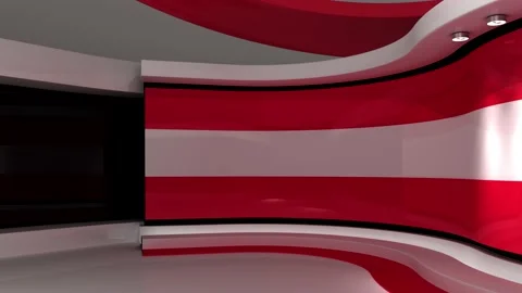 TV studio. Austrian flag. News studio. Background. 3d Vidéo 151302853