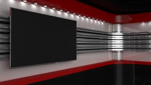 Tv Studio. Backdrop for TV shows .TV on wall. News studio. The perfect back.. Stock Illustration