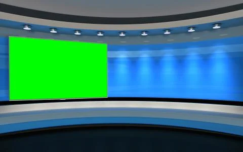 Tv Studio. Backdrop for TV shows .TV on wall. News studio. Ilustración de archivo