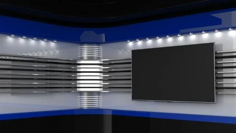 Tv Studio. Backdrop for TV shows. News studio. 3D rendering. Stock Illustration