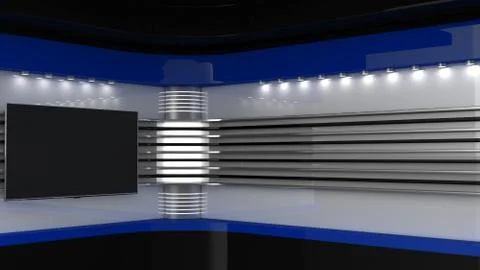 Tv Studio. Backdrop for TV shows. News studio. 3D rendering. Stock Illustration