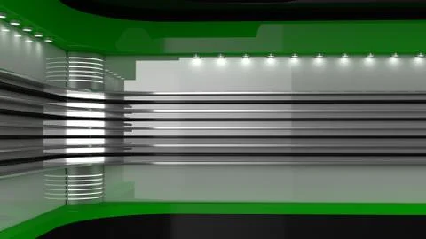Tv Studio. Backdrop for TV shows. News studio. 3D rendering. Stock Illustration