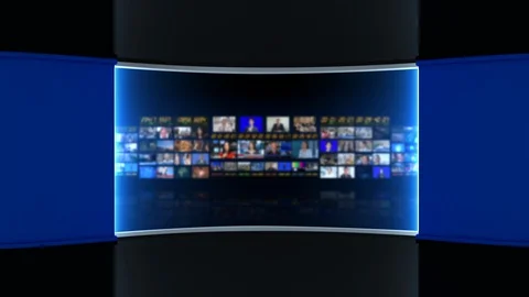 Tv Studio. Background for News Broadcasts. Blurred of studio at TV station. Stock Footage 127925206