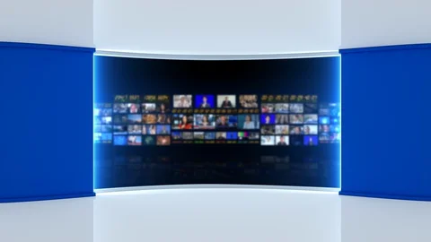 Tv Studio. Background for News Broadcasts. Blurred of studio at TV station. 스톡 동영상 127928514