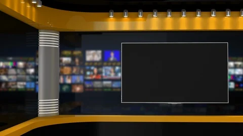 Tv Studio. Background for News Broadcasts. Blurred of studio at TV station. Stock Footage 127979878