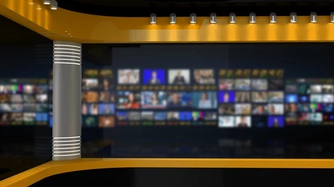 Tv Studio. Background for News Broadcasts. Blurred of studio at TV station. 스톡 동영상 127989382
