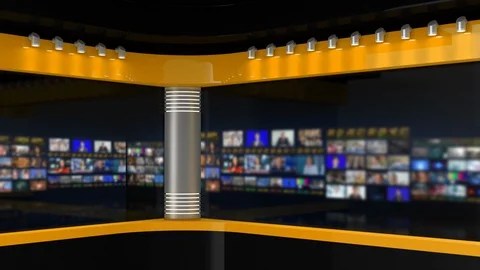 Tv Studio. Background for News Broadcasts. Blurred of studio at TV station. 스톡 동영상 127989552