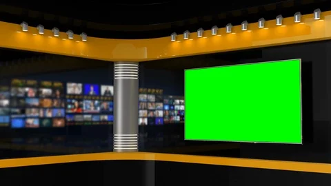 Tv Studio. Background for News Broadcasts. Blurred of studio at TV station. Stock Footage 127994975