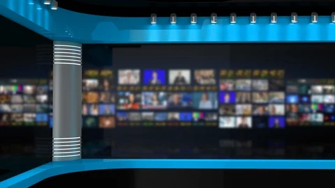 Tv Studio. Background for News Broadcasts. Blurred of studio at TV station. Stock Footage 128002266