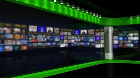 Tv Studio. Background for News Broadcasts. Blurred of studio at TV station. 스톡 동영상 128007511