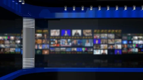 Tv Studio. Background for News Broadcasts. Blurred of studio at TV station. 스톡 동영상 128023831