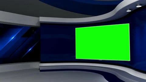TV studio. Blue background. Green screen background. News studio. Stock Footage 151302730
