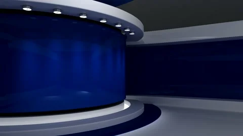 TV studio. Blue background. Green screen background. News studio. Stock Footage 151302750