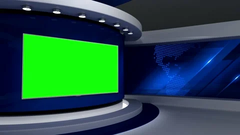 TV studio. Blue background. Green screen... | Stock Video | Pond5