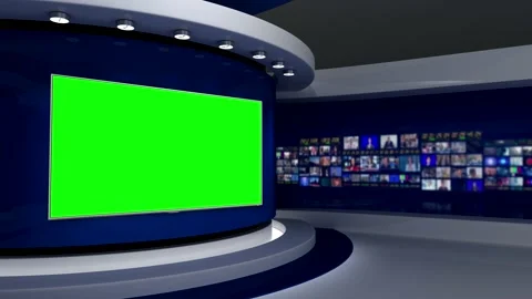 TV studio. Blue background. Loop animation. News studio. 3d render. 3d Stock Footage 151302767