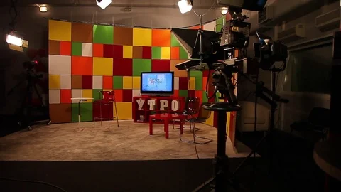 TV studio before the broadcast Stock Footage 83932214