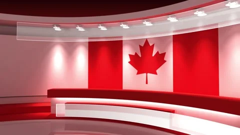 TV studio. Canada. Canada flag. News studio. 3d render. 3d Stock Footage 144811462