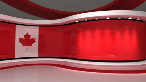 TV studio. Canada. Canada flag. News studio. 3d render. 3d Stock Footage 151302986