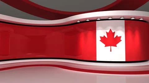 TV studio. Canada. Canada flag. News studio. 3d render. 3d Stock Footage 151302995