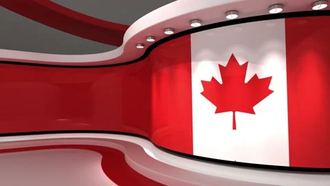 TV studio. Canada. Canada flag. News studio. 3d render. 3d Stock Footage 151303000