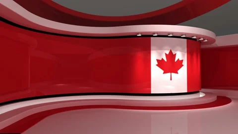 TV studio. Canada. Canada flag. News studio. 3d render. 3d Stock Footage 151303017