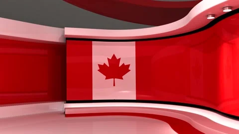 TV studio. Canada. Canada flag. News studio. 3d render. 3d Stock Footage 151303061