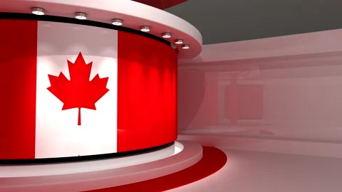 TV studio. Canada. Canada flag. News studio.  Loop animation. 3d render. 3d Stock Footage 151303090