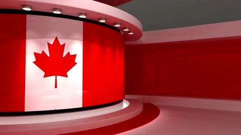 TV studio. Canada. Canada flag. News studio. Background Stock Footage 151303098