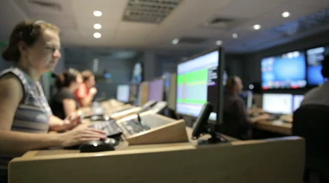 TV studio control room track left 스톡 동영상 50894629