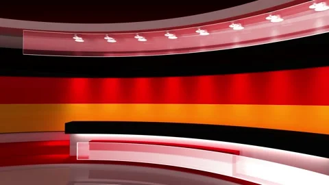 TV studio. Germany. German flag. News studio. Stock Footage 144811513