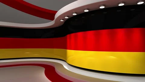 TV studio. Germany. German flag. News studio. 3d render. 3d 스톡 동영상 152123748